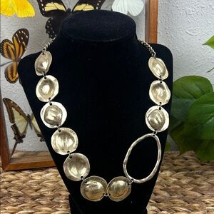 Vintage Gold Disc Statement Link Necklace